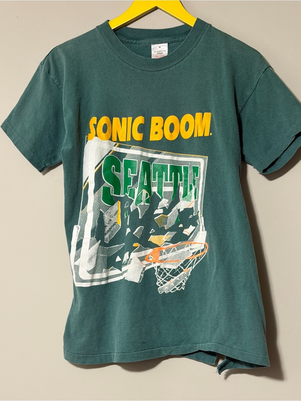 90s Seattle SuperSonics NBA Basketball green T-Shirt Size M